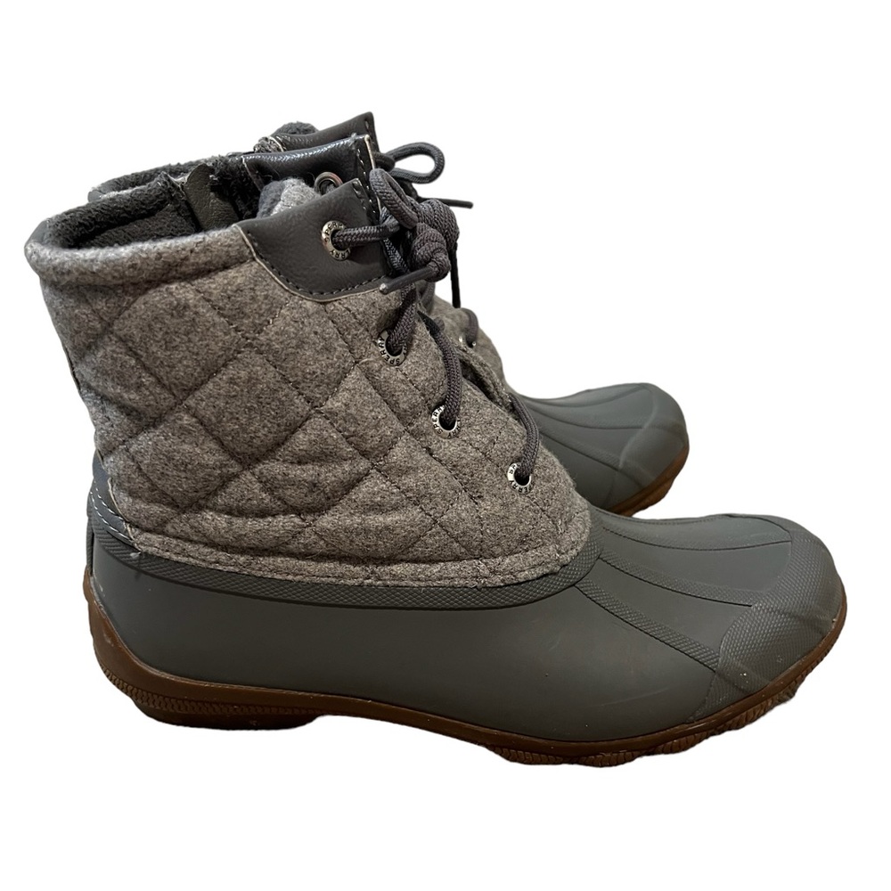 SPERRY GRAY SYREN GULF WOOL QUILT WATERPROOF RAIN DUCK  BOOTS-women’s size 7